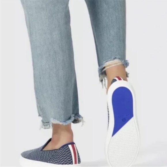 Rothy’s Navy Blue and White Slip-On Sneakers 7 - Picture 11 of 13